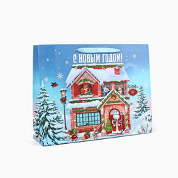 Пакет подарочный новогодний ламинированный С Новым годом, L 31?40?11.5 см