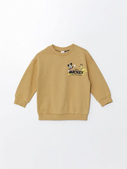 Bisiklet Yaka Mickey Mouse Bask?l? Erkek ?ocuk Sweatshirt