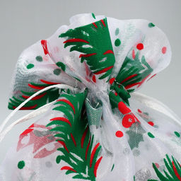 Цена за 5 шт. Мешочек подарочный органза Елочки, 16 24 см +/- 1.5 см - Дарите счастье фото 4