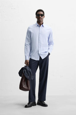 STRIPED SHIRT WITH CONTRAST COLLAR