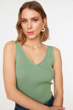 Trendyolmilla Vizon Ask?l? V Yaka Triko Bluz TWOSS19DU0260  фото 8