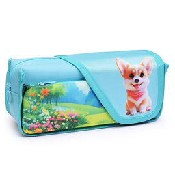 Пенал "My Little Corgi" 21x9x5,5 см, износостойкий полиэстер с водоотталкивающей пропиткой, отделение на молнии, прямоугольный для 45 предметов, наружный карман на молнии, ассиметричная створка на липучке, полноцветная печать