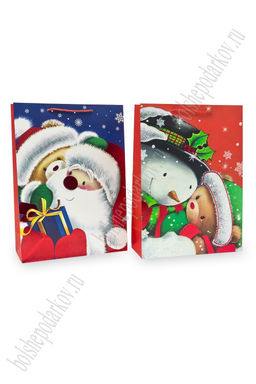 Пакет Новогодний 30*41,5*12 см (12 шт) SF-7826, микс №30 - Больше подарков фото 3