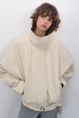 CHAQUETA BOMBER EFECTO PIEL / Crema - Zara фото 8