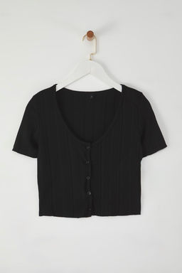 Trendyolmilla Ekru Patl? Crop Havuz Yaka Fitilli Esnek Orme Bluz TWOSS24BZ00364 фото 21