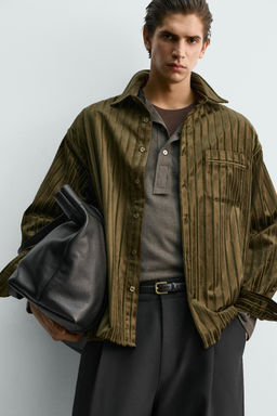 EMBOSSED VELVET STRIPED SHIRT