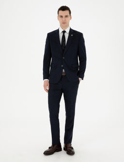Lacivert Slim Fit Tak_m Elbise