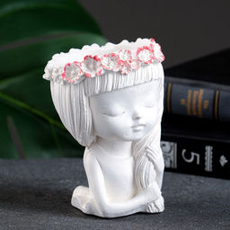 Декоративное кашпо для цветов Девушка с косой, 80 мл, 11?8?8 см, гипс, белое - Хорошие сувениры фото 8