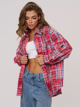 K11922 Рубашка OVER SIZE КРАСНЫЙ