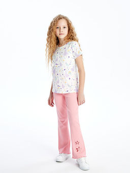 Beli Lastikli ?i?ekli ?spanyol Pa?a K?z ?ocuk Tayt