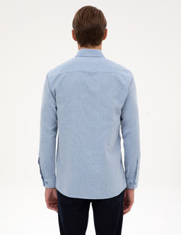 Mavi Slim Fit Dokulu Uzun Kollu G_mlek