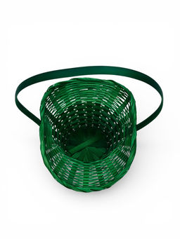 Корзина плетёная для хранения «Шляпа», 21×18×14 см, ручка h=15 см, бамбуковая, зелёная, Greengo