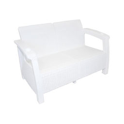 Диван «Ротанг» двухместный, 127×70×79 см, белый, с подстаканниками