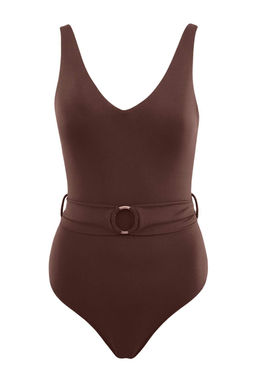 Kahverengi V Yaka Kapl? Aksesuarl? Regular Mayo TBESS26MA00060