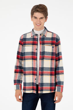 Мужская темно-синяя рубашка с длинным рукавом