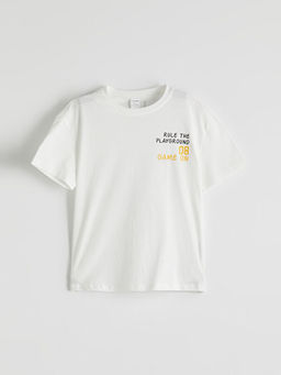 Bisiklet Yaka Yaz? Bask?l? Erkek ?ocuk Ti??rt