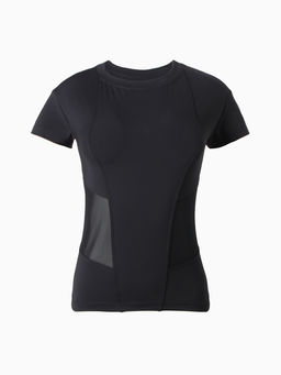 Футболка спортивная с сеткой женская MINAKU, чёрная, размер 46