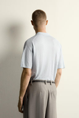 POLO PUNTO RELAXED FIT 100% LINO / Azul pastel - Zara фото 3