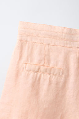 BERMUDA BOLSILLOS 100% LINO / Naranja claro - Zara фото 5