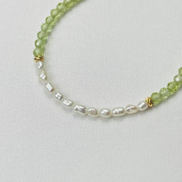 Браслет из Хризолита и Жемчуга 16,5 см +