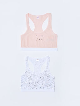 Bask?l? Pamuklu K?z ?ocuk B?stiyer 2li