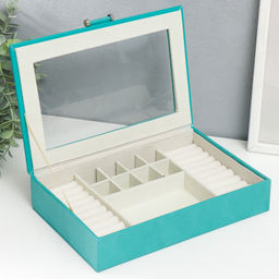 Шкатулка кожзам для украшений Хэмптонс голубая 5,5х27х18 см - Simaland фото 2