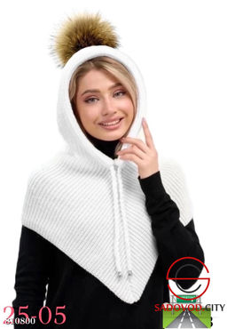 Женская шапка с натуральным помпоном - Bruno фото 6