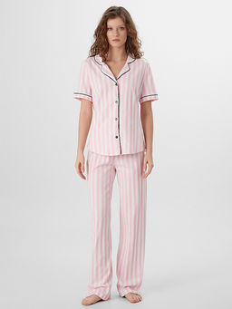 Комплект домашний женский в розовую полоску