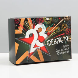 Цена за 5 шт. Коробка подарочная, крышка - дно, сборная 23 февраля, 21?15?7 см
