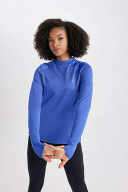 DeFactoFit Футболка с длинным рукавом и воротником стандартной посадки с принтом