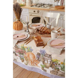 Скатерть Этель Уютные коты 220х147 см, 100% хлопок, саржа 190 г/м2  фото 2