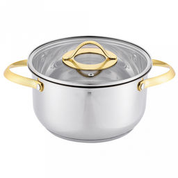 Кастрюля из нержавеющей стали "Олимпия" 2,7л, д15,5см, h11,7см, s0,4мм, дно s2,4мм, стеклянная крышка, подарочная коробка, "Appetite" (Китай)
