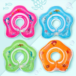 Круг для плавания новорожденных на шею «Подводный мир», надувной, с ручками, цвет МИКС, Крошка Я