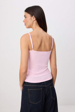 Pembe D_z Fitted Kruvaze _nce Ask_l_ Kolsuz Uzun Pamuk Ribana _rme Atlet TWOSS26AL00069 - Trendyolmilla фото 4