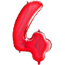 Цена за 4 шт. Шар фольгированный 32/81см "Цифра 4" (красный)