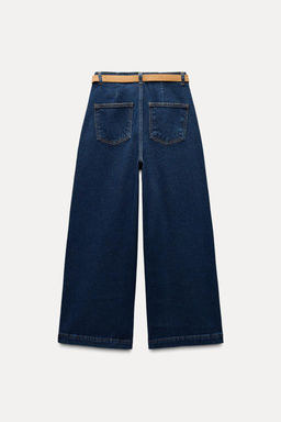 Z1975 WIDE-LEG CROPPED HIGH-WAIST BELTED JEANS - Zara фото 9