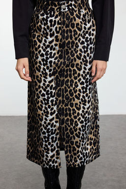 TRENDYOLMILLA Cok Renkli Animal Leopar Desenli Onden Y?rtmacl? Maxi Boy Dokuma Etek TWOAW25ET00136  фото 4