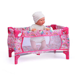 Набор аксессуаров для кукол (стульчик для кормления, манеж, переноска, сумка) единорожка в пакете