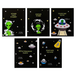 Тетрадь 48 листов в клетку Calligrata НЛО, обложка мелованный картон, блок офсет, МИКС