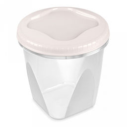 Контейнер для продуктов пластмассовый "Тондо" 0,65л, д11см, h12см, завинчивающаяся крышка, кремовый, подходит для СВЧ (Россия)