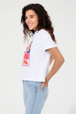 Женская синяя укороченная футболка с круглым вырезом Неожиданная скидка в корзине - U.s. polo assn фото 3