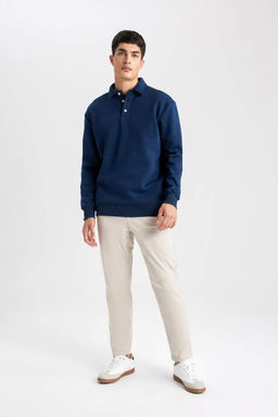 Толстовка комфортного кроя с воротником-поло - Defacto фото 5