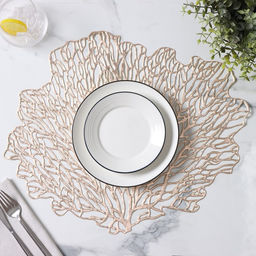 Набор салфеток сервировочных на стол Доляна Кораллы, 4839 см, 4 шт, цвет золотой  фото 14