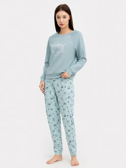 Комплект женский (джемпер, брюки) серый с принтом лесные зверюшки сланец +лесные зверюшки 592361 - Mark formelle фото 2