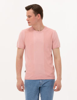 Pembe Slim Fit Bisiklet Yaka Triko Ti__rt
