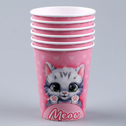 Набор бумажной посуды Котик: 6 тарелок, 1 гирлянда, 6 стаканов - Страна карнавалия фото 5