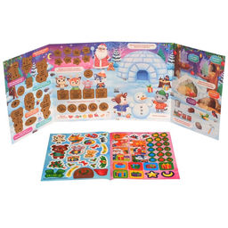 Цена за 2 шт. Книжка - панорамка Новый год в лесу, со скретч-слоем и многоразовыми наклейками