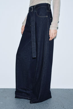 ZW COLLECTION WIDE-LEG HIGH-WAIST BELTED JEANS - Zara фото 15