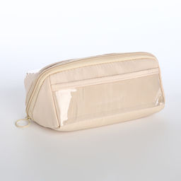 Косметичка на молнии, маленькая, с отделами, бежевая