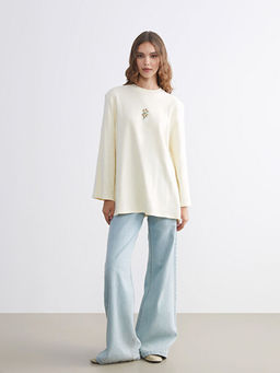 ?i?ekli Oversize Kad?n Sweatshirt Tunik
